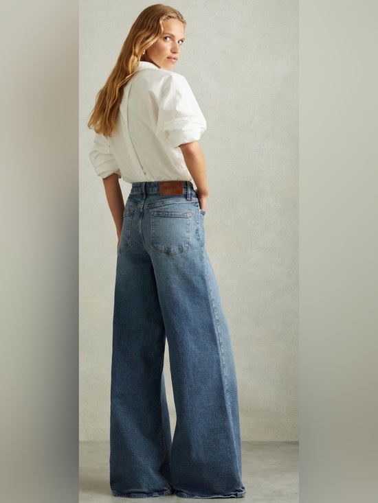Reiss Denim - Reiss Crete Wide Leg Jeans Women's Size 29 Mid Blue‎ High Rise Denim